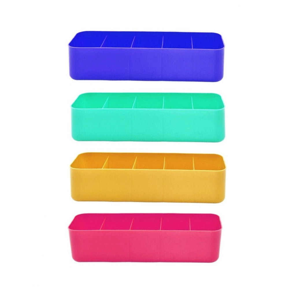 Pack of 2_Socks Organizer Tray – 4-Piece Set | Quick 5-Section Storage