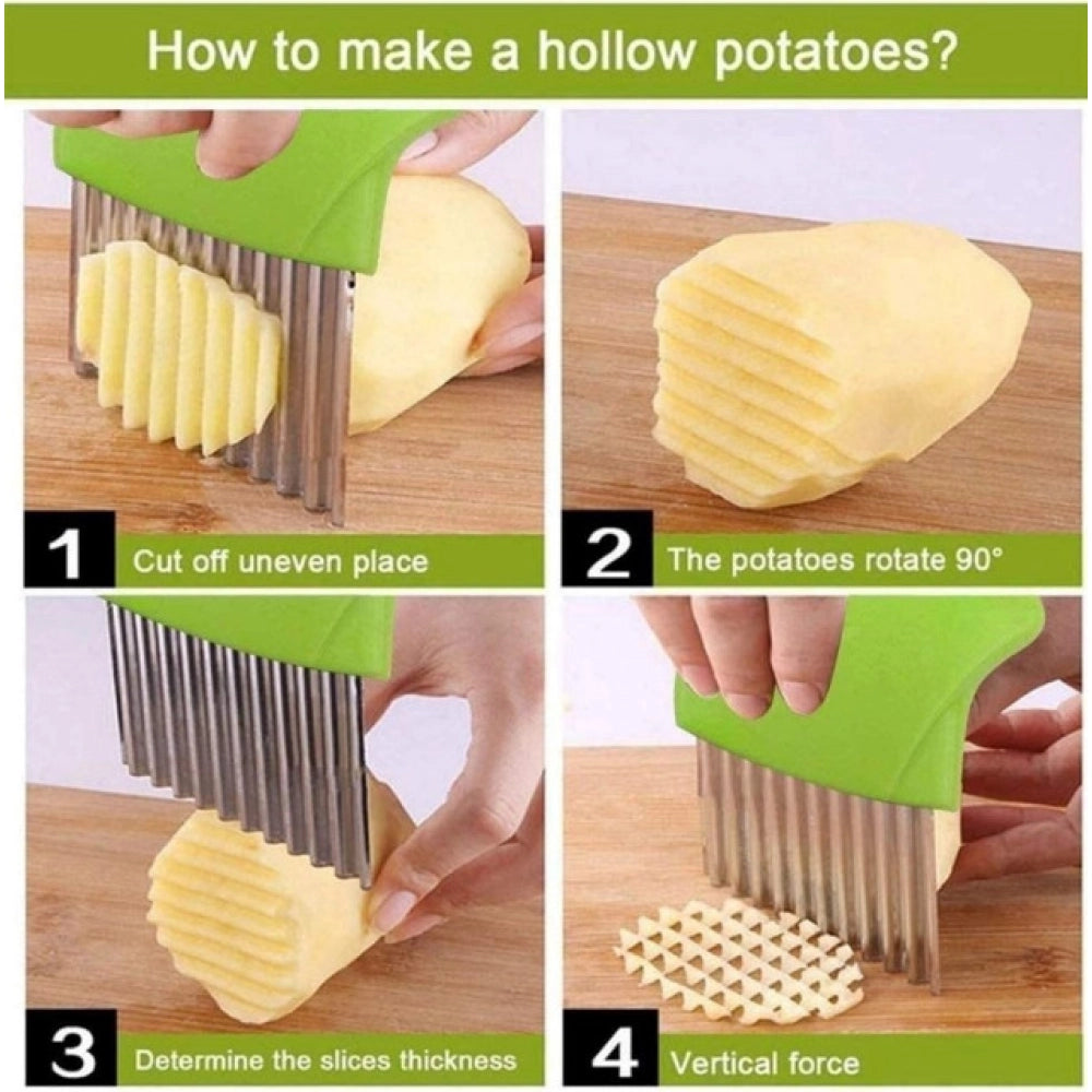 Pack Of_5 Wave Shape Stainless Steel Potato Cutter And Slicer