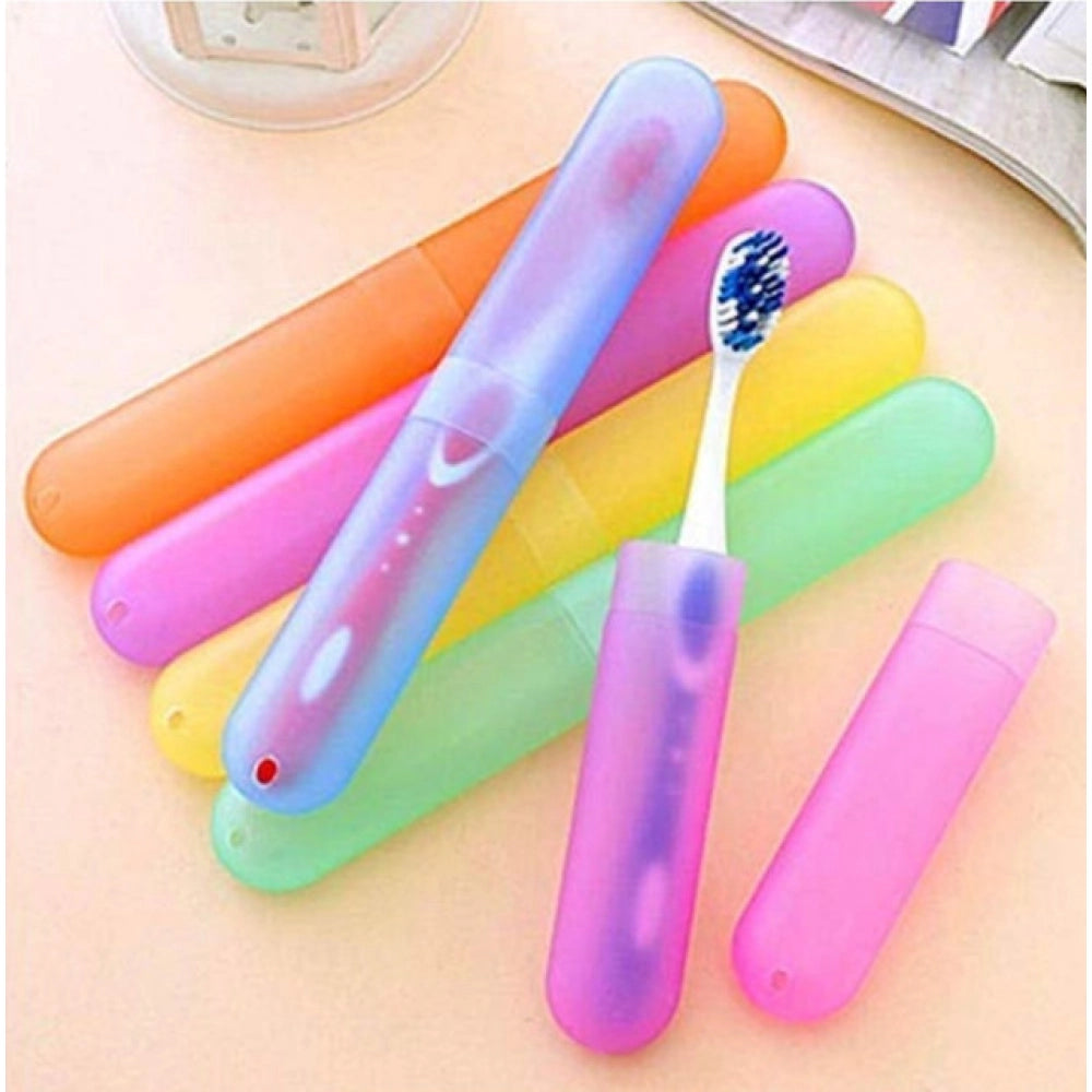 Pack Of 4_Plastic Toothbrush Holder Travel 4-Pieces Set Tube C