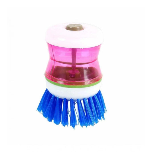 Pack Of 4_Plastic Wash Basin Brush Cleaner With Soap Dispenser