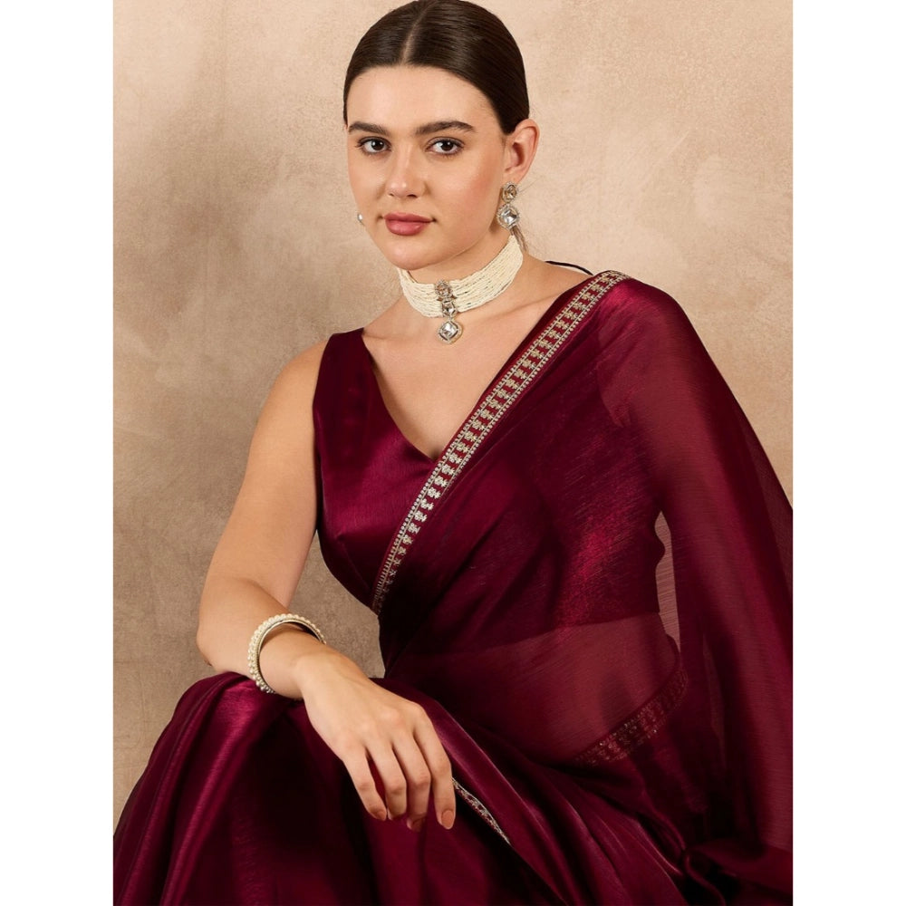 Women'S Jimmy Choo Solid Saree With Unstitched Blouse 5.5Mtr (