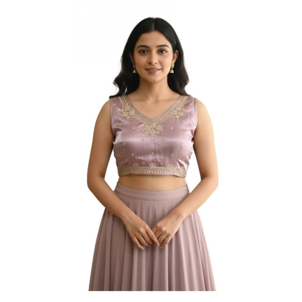 Women's Zimmi Choo Embroidered V-Neck Padded Blouse (Lavender 38 Ready (Self Alterable 36–40) - VANSHELLE