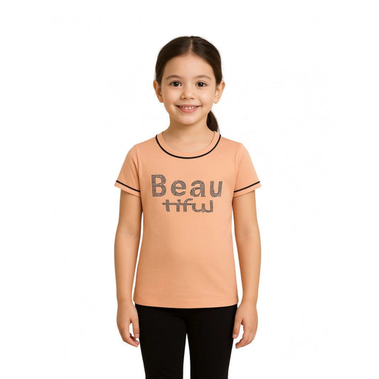 Girl'S Cotton Printeded Round Neck T-Shirt (Sandal Beach)
