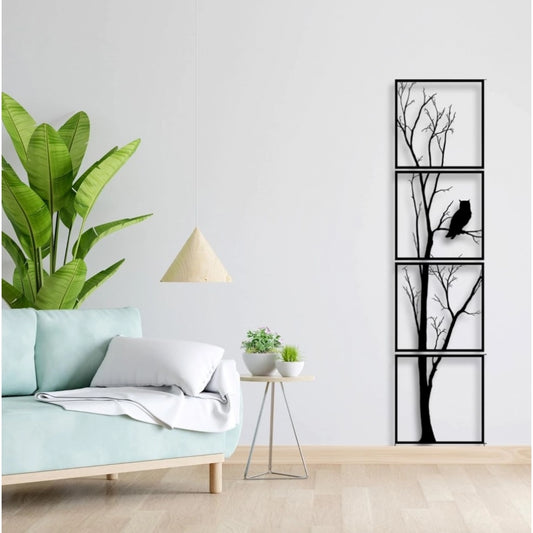 7 Decore Unique Vertical Tree Wall Art – 4 Piece Wooden Panel