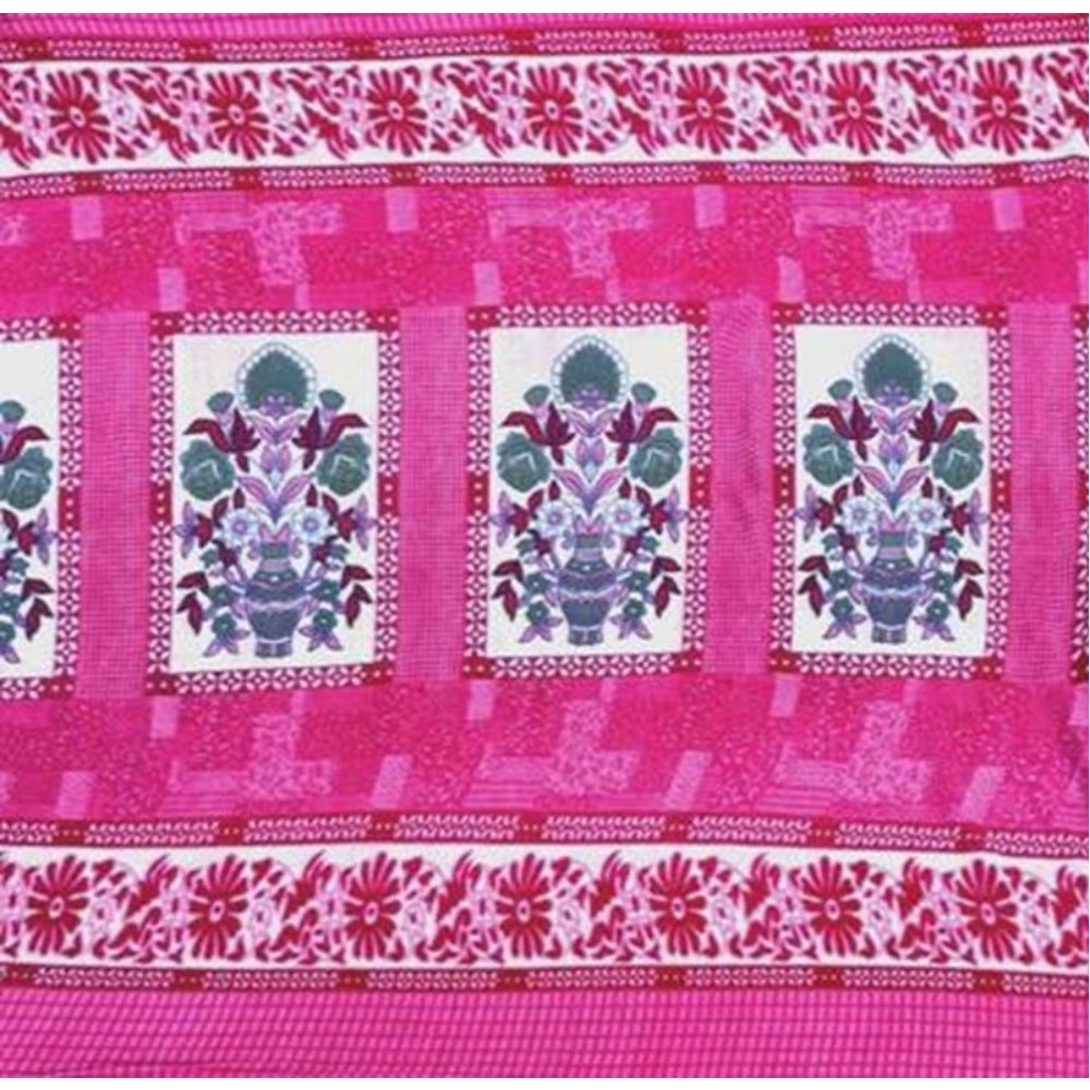 Fleece Floral Printed Double Polar Warm Bedsheet With 2 Pillow