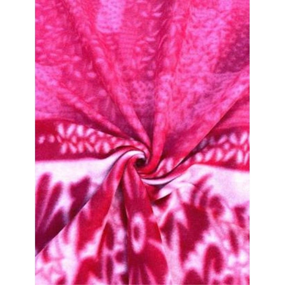 Fleece Floral Printed Double Polar Warm Bedsheet With 2 Pillow