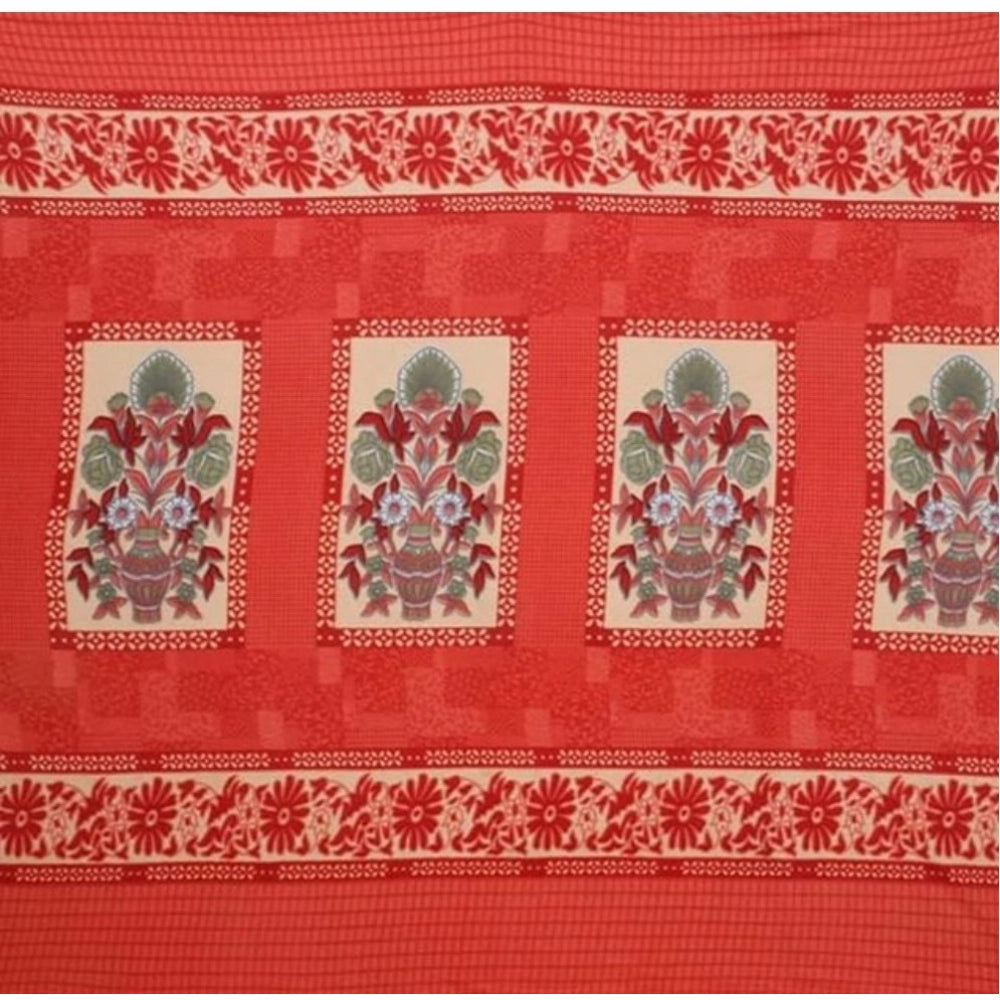 Fleece Floral Printed Double Polar Warm Bedsheet With 2 Pillow