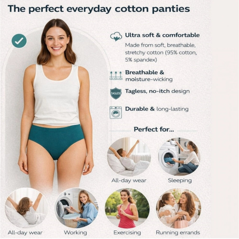 Pack of_6 Women's Cotton Solid Hipster Panty (Multicolor)