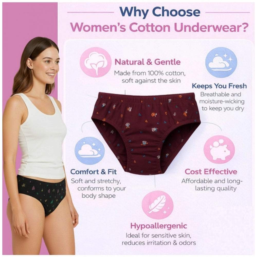 Pack Of_12 Women'S Cotton Printed Hipster Panty (Multicolor)