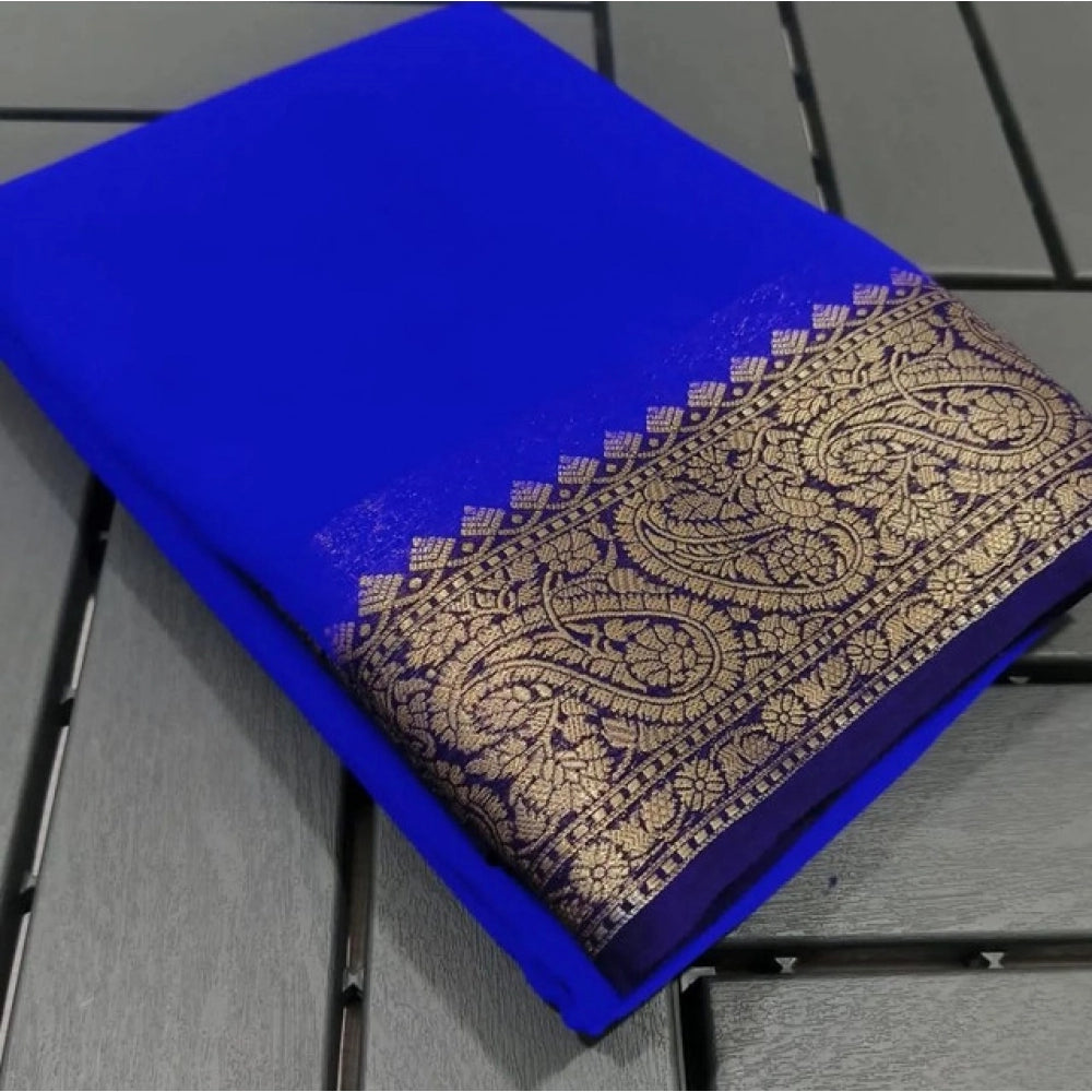 Women'S Crepe Chit Pallu Solid Saree With Unstitched Blouse 5.