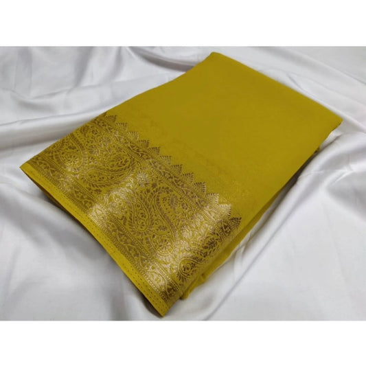 Women'S Crepe Chit Pallu Solid Saree With Unstitched Blouse 5.