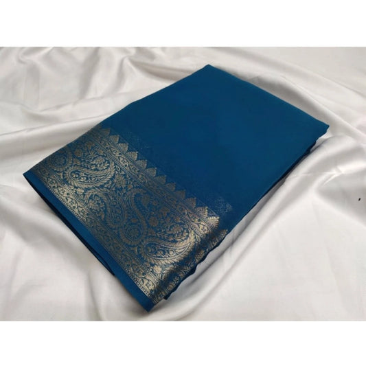 Women'S Crepe Chit Pallu Solid Saree With Unstitched Blouse 5.