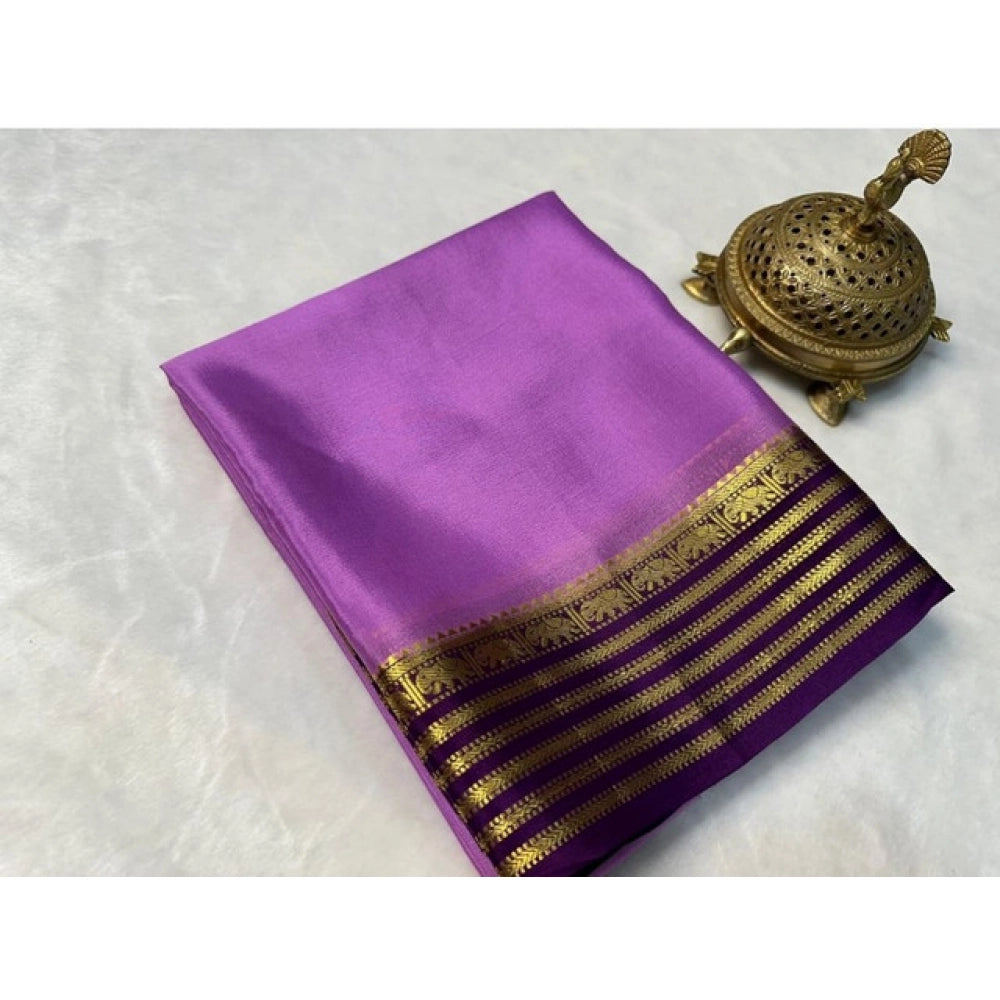 Women'S Crepe Chit Pallu Solid Saree With Unstitched Blouse 5.