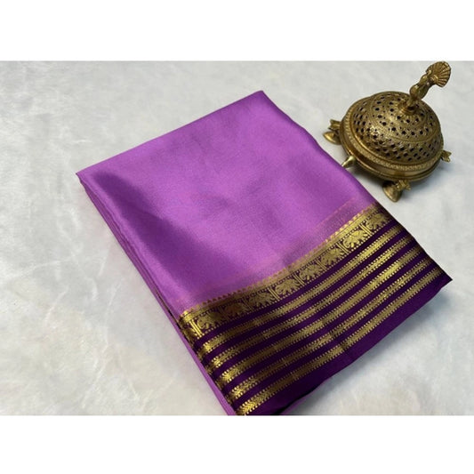 Women'S Crepe Chit Pallu Solid Saree With Unstitched Blouse 5.