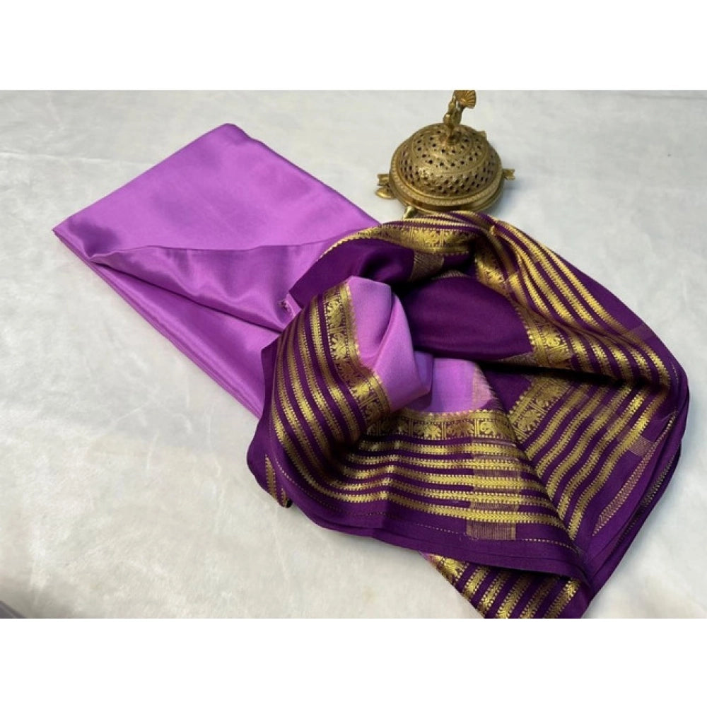 Women'S Crepe Chit Pallu Solid Saree With Unstitched Blouse 5.