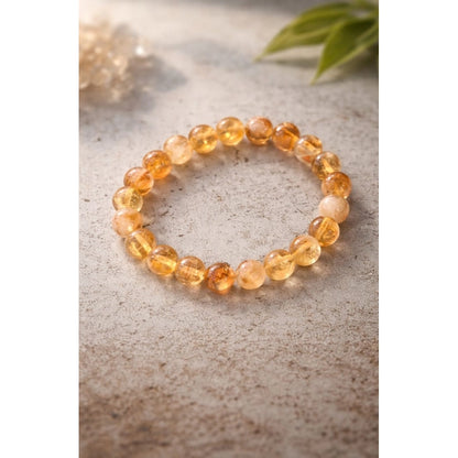 Natural Crystal 8mm Citrine Bracelet (Musterd Yellow)