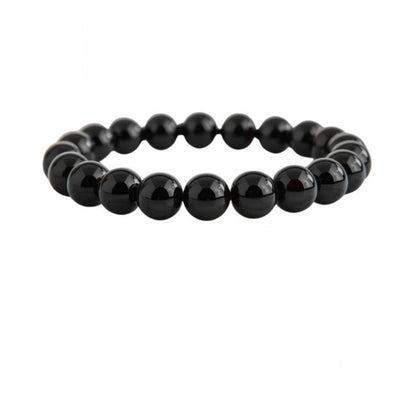 Natural Crystal 8mm Black Obsidian Bracelet (Black)