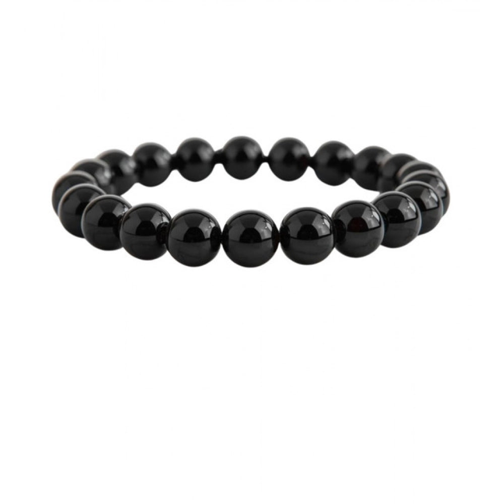 Natural Crystal 8Mm Black Obsidian Bracelet (Black)