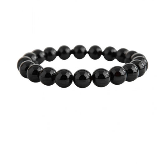 Natural Crystal 8Mm Black Obsidian Bracelet (Black)