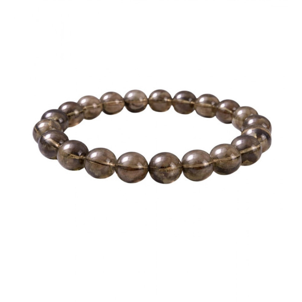 Natural Crystal 8Mm Smoky Quartz Bracelet (Brown)
