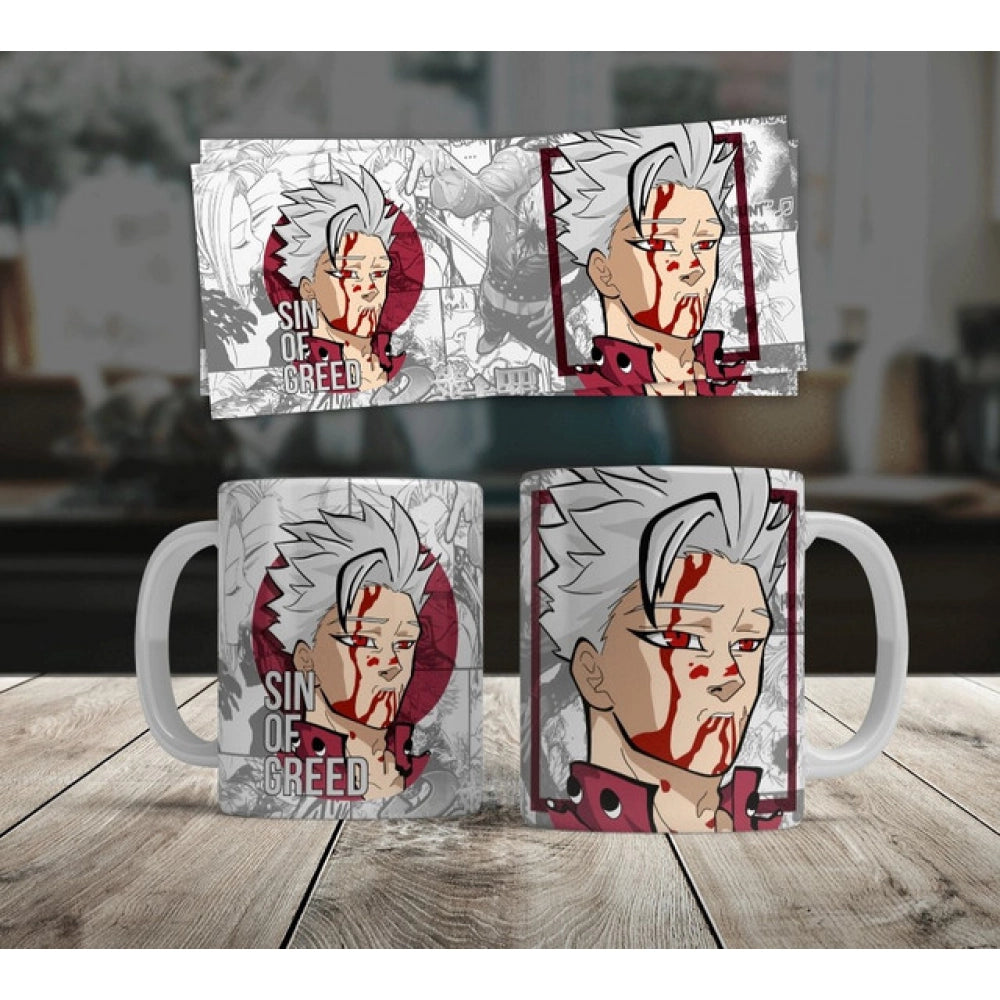 Anime Ban (Sin Of Greed) Ceramic Printed Coffee Mug (White)