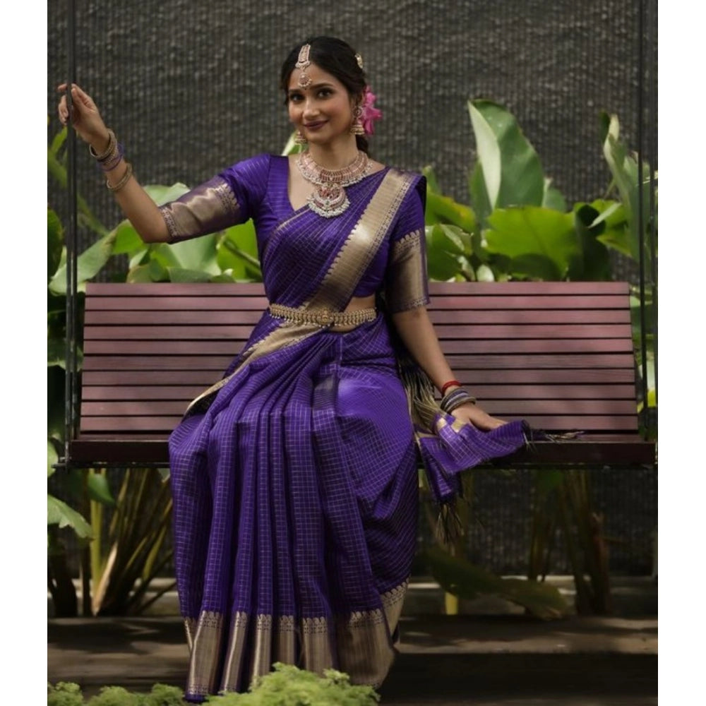 Women'S Banarasi Silk Printed Saree With Unstitched Blouse 5.5