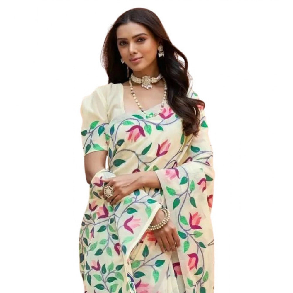 Women'S Georgette Printed Saree With Unstitched Blouse 5.5Mtr