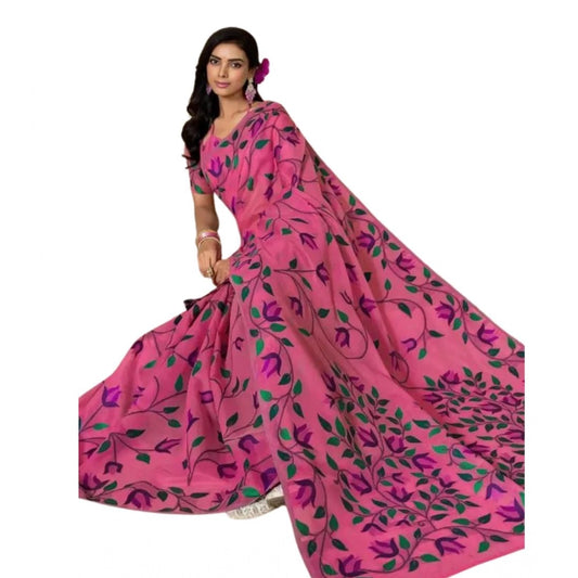 Women'S Georgette Printed Saree With Unstitched Blouse 5.5Mtr