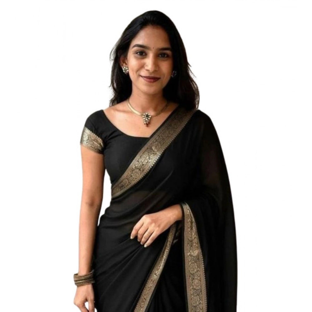Women'S Vichitra Silk Printed Saree With Unstitched Blouse 5.5