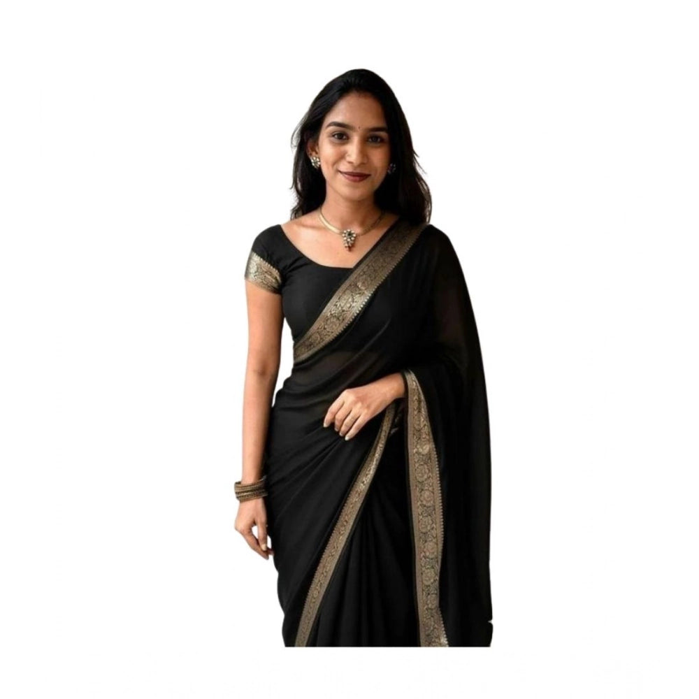 Women'S Vichitra Silk Printed Saree With Unstitched Blouse 5.5