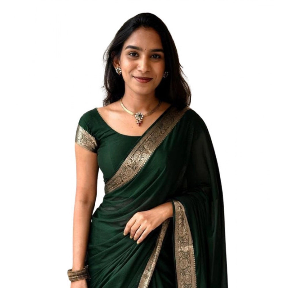 Women'S Vichitra Silk Printed Saree With Unstitched Blouse 5.5