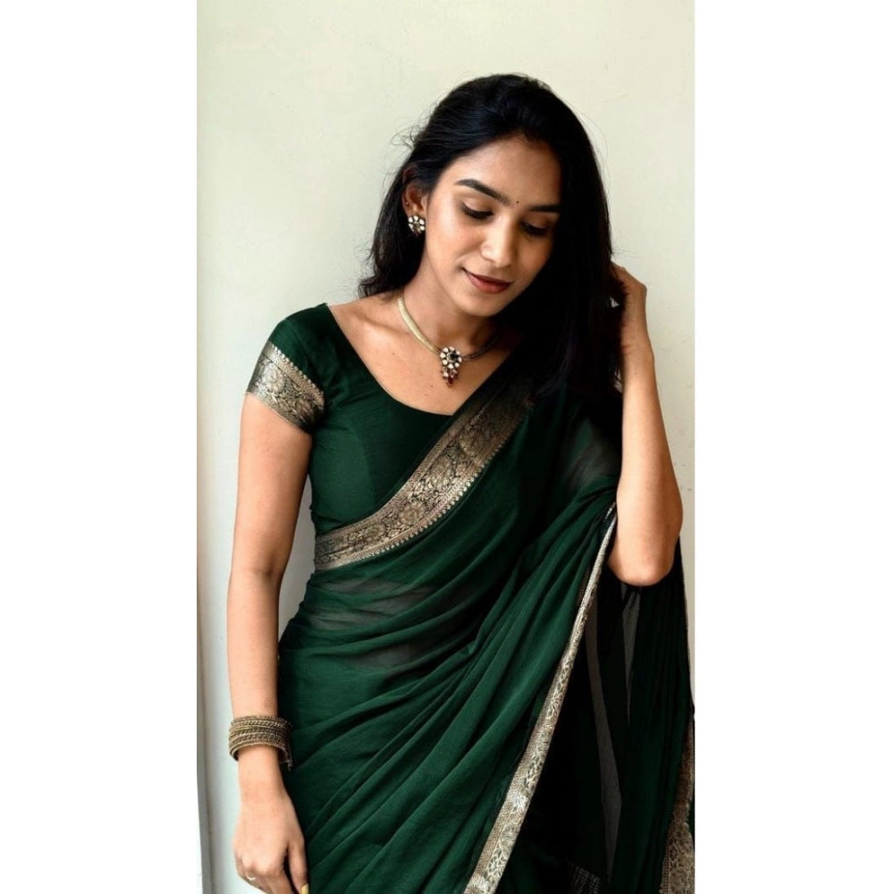 Women'S Vichitra Silk Printed Saree With Unstitched Blouse 5.5