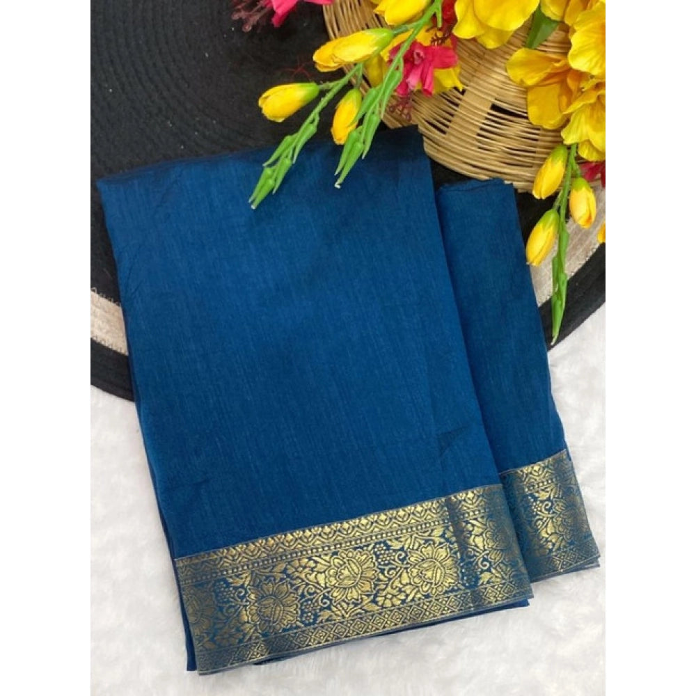 Women'S Vichitra Silk Printed Saree With Unstitched Blouse 5.5