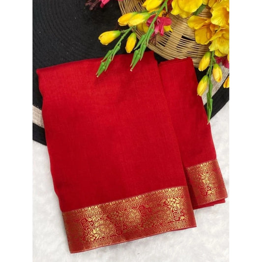Women'S Vichitra Silk Printed Saree With Unstitched Blouse 5.5