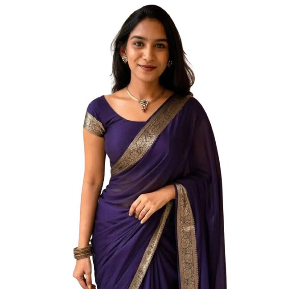 Women'S Vichitra Silk Printed Saree With Unstitched Blouse 5.5