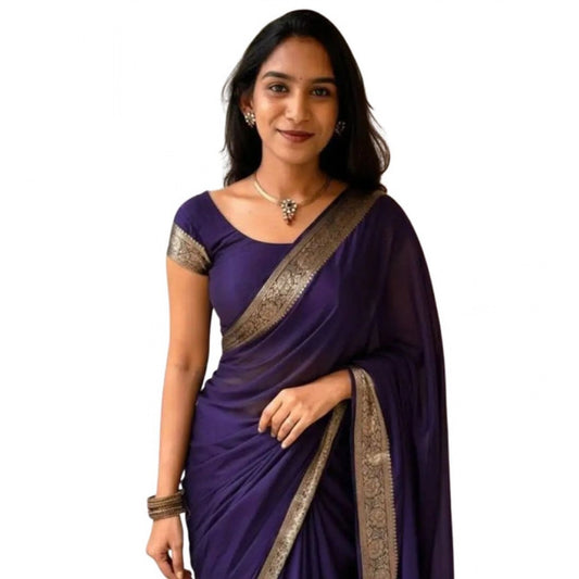 Women'S Vichitra Silk Printed Saree With Unstitched Blouse 5.5