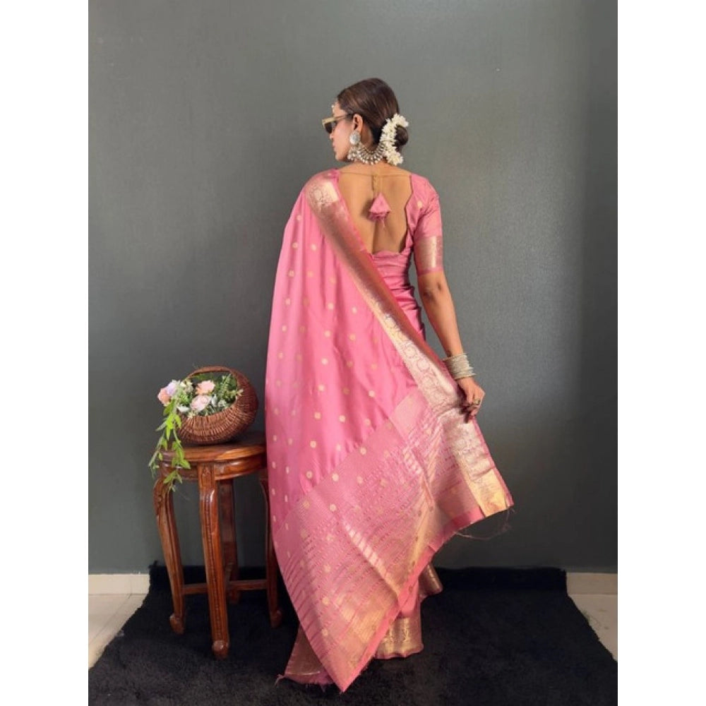 Women'S Satin Printed Saree With Unstitched Blouse 5.5Mtr (Pin