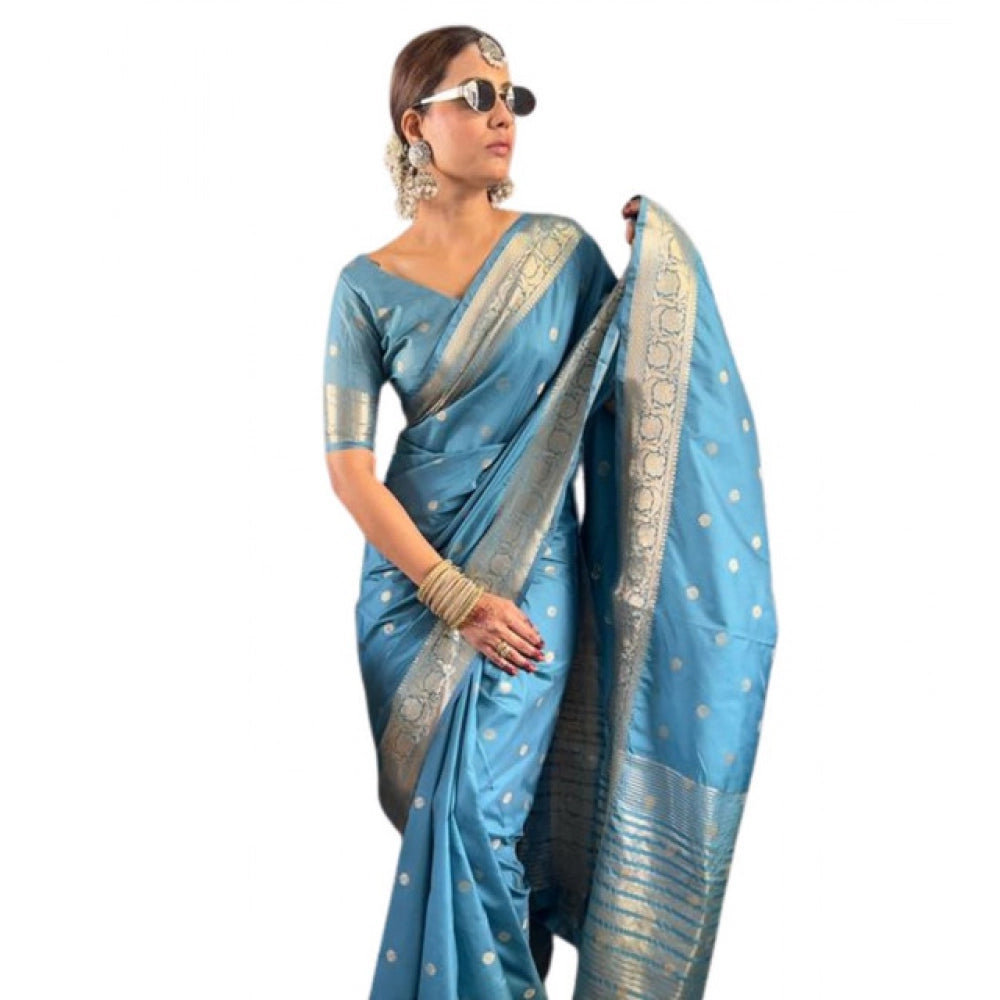 Women'S Satin Printed Saree With Unstitched Blouse 5.5Mtr (Lig