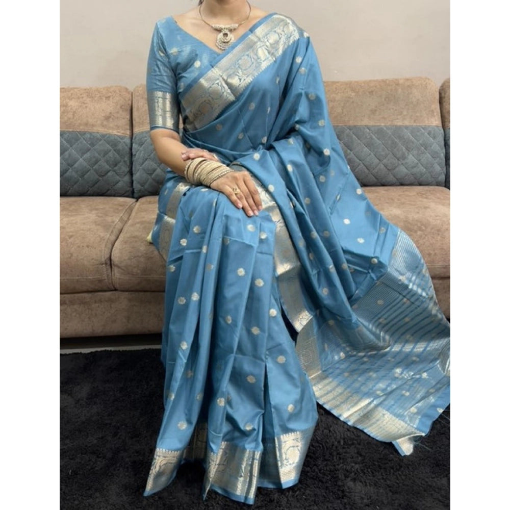 Women'S Satin Printed Saree With Unstitched Blouse 5.5Mtr (Lig
