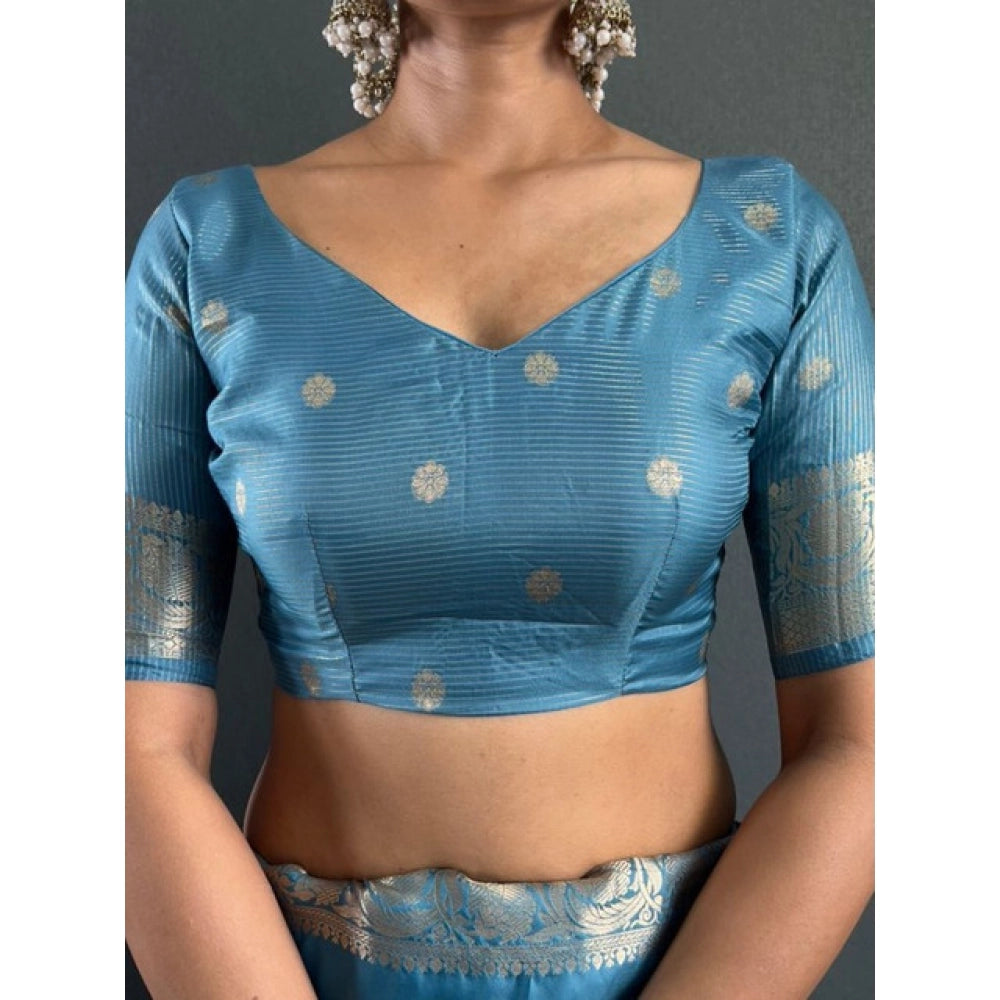 Women'S Satin Printed Saree With Unstitched Blouse 5.5Mtr (Lig