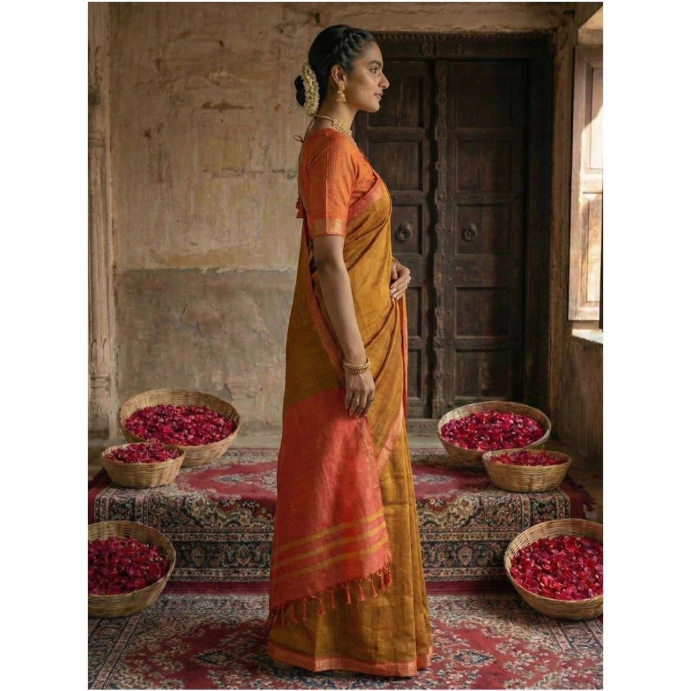 Women'S Cotton Printed Saree With Unstitched Blouse 5.5Mtr (Mu