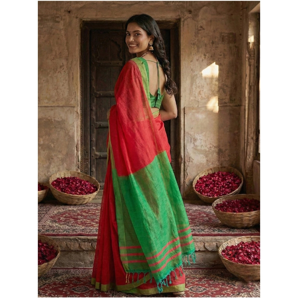 Women'S Cotton Printed Saree With Unstitched Blouse 5.5Mtr (Re