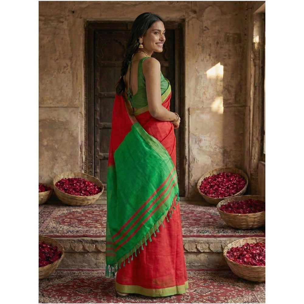 Women'S Cotton Printed Saree With Unstitched Blouse 5.5Mtr (Re