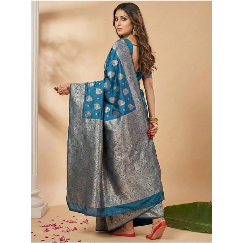 Women'S Silk Blend Printed Saree With Unstitched Blouse 5.5Mtr