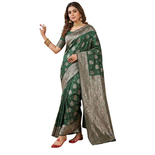 Women'S Silk Blend Printed Saree With Unstitched Blouse 5.5Mtr