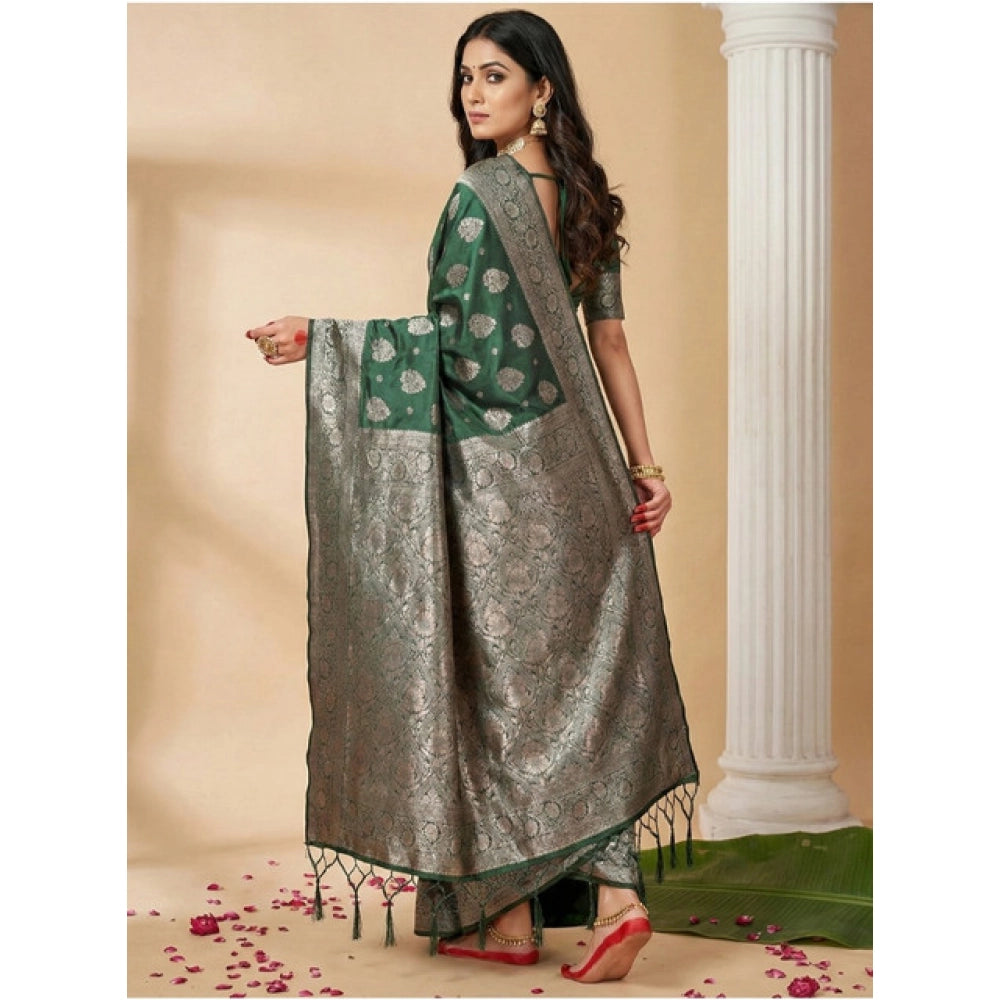 Women'S Silk Blend Printed Saree With Unstitched Blouse 5.5Mtr