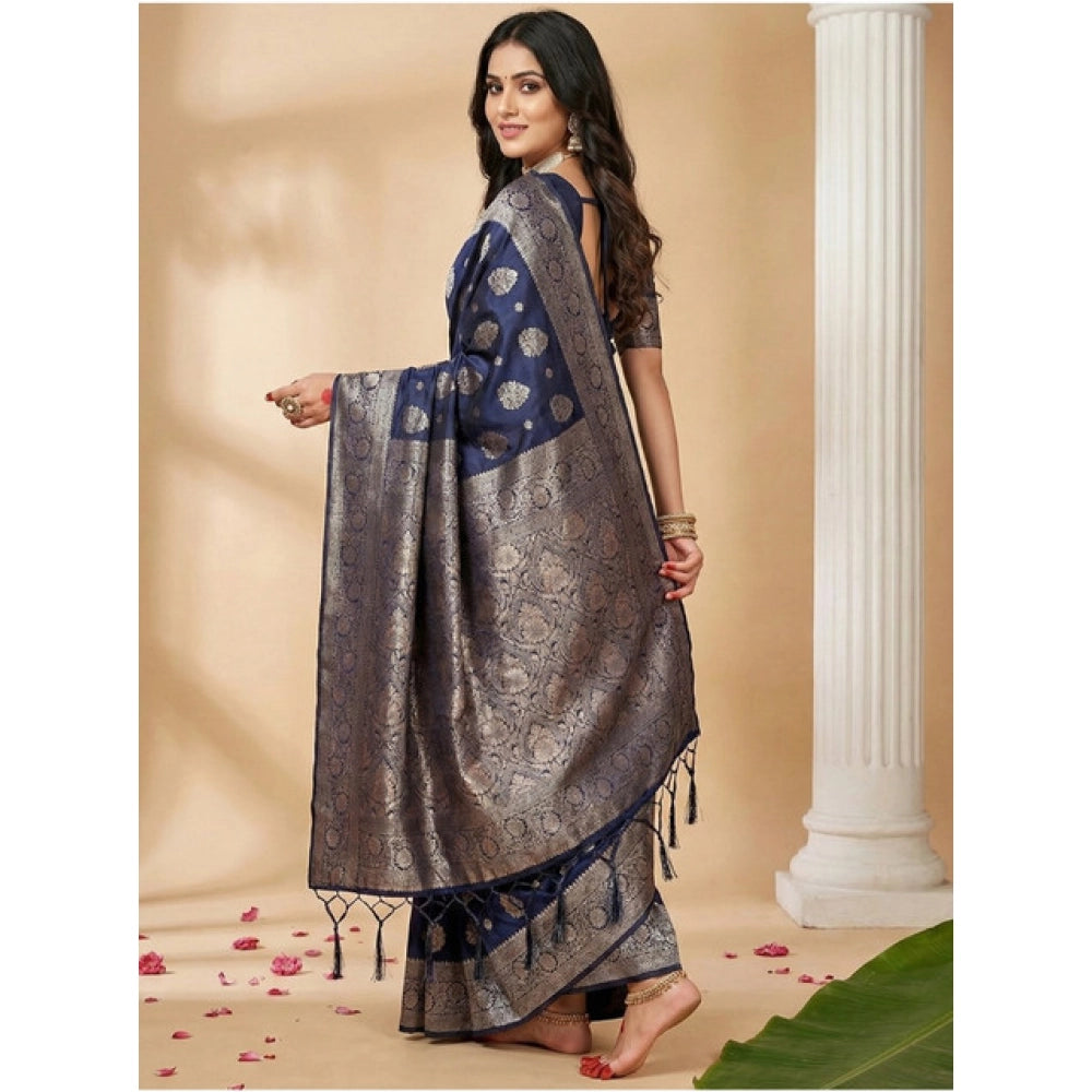 Women'S Silk Blend Printed Saree With Unstitched Blouse 5.5Mtr