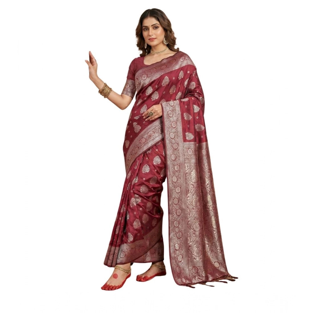 Women'S Silk Blend Printed Saree With Unstitched Blouse 5.5Mtr
