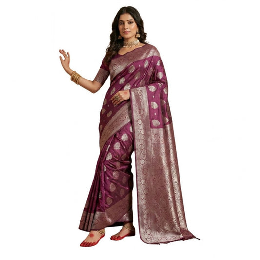 Women'S Silk Blend Printed Saree With Unstitched Blouse 5.5Mtr