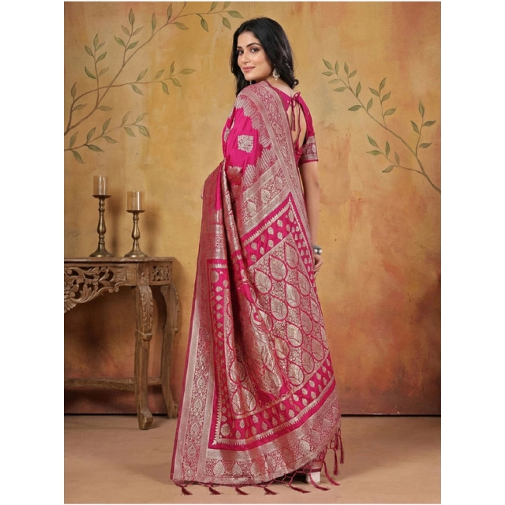 Women'S Silk Blend Printed Saree With Unstitched Blouse 5.5Mtr